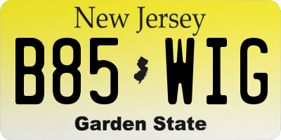 NJ license plate B85WIG