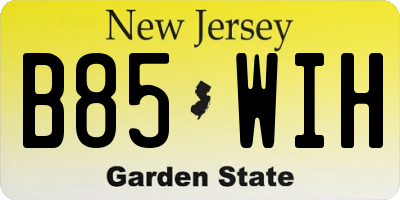NJ license plate B85WIH