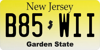 NJ license plate B85WII