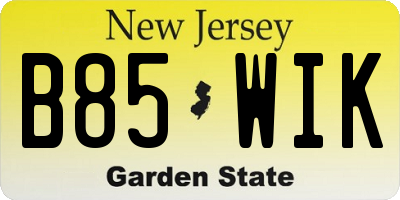 NJ license plate B85WIK