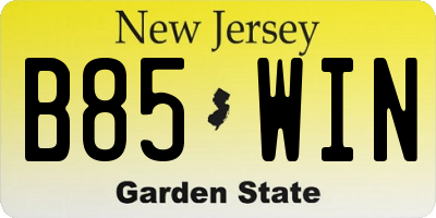 NJ license plate B85WIN