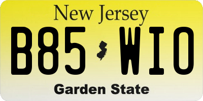 NJ license plate B85WIO