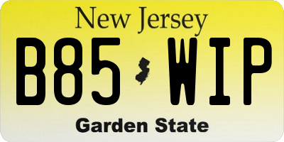 NJ license plate B85WIP