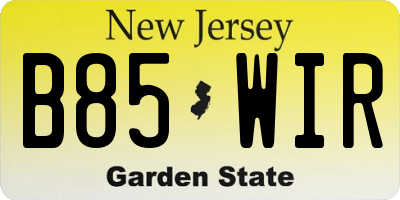 NJ license plate B85WIR
