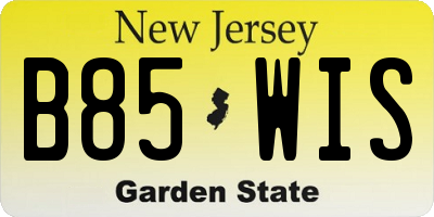 NJ license plate B85WIS