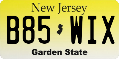 NJ license plate B85WIX