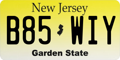 NJ license plate B85WIY