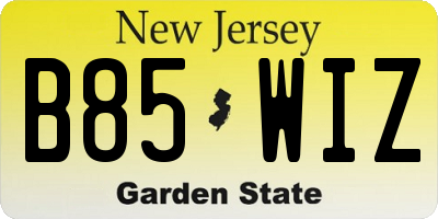NJ license plate B85WIZ