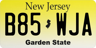 NJ license plate B85WJA