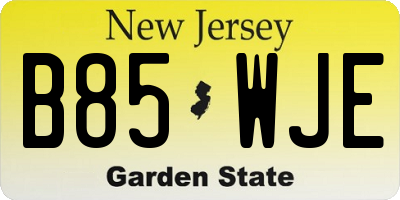 NJ license plate B85WJE