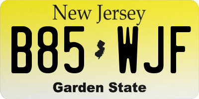 NJ license plate B85WJF