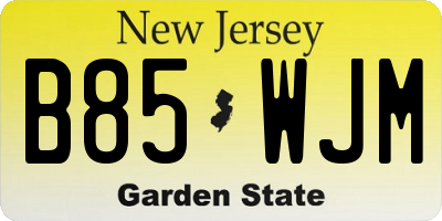 NJ license plate B85WJM