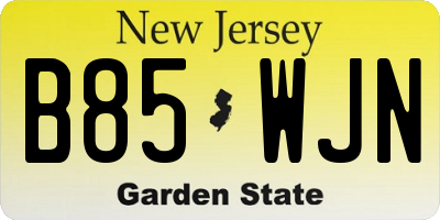 NJ license plate B85WJN