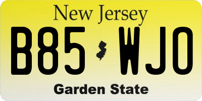 NJ license plate B85WJO
