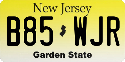 NJ license plate B85WJR