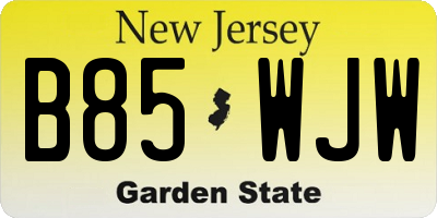 NJ license plate B85WJW