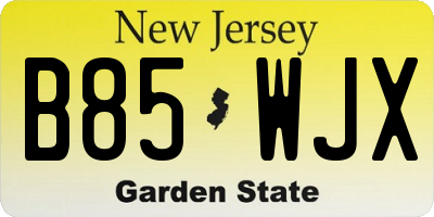 NJ license plate B85WJX
