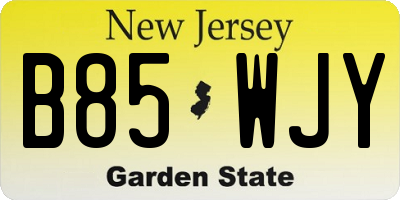 NJ license plate B85WJY