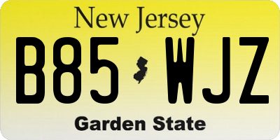 NJ license plate B85WJZ