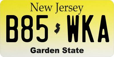 NJ license plate B85WKA