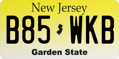 NJ license plate B85WKB