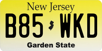 NJ license plate B85WKD