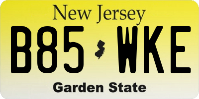 NJ license plate B85WKE