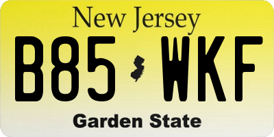 NJ license plate B85WKF