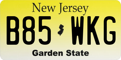 NJ license plate B85WKG
