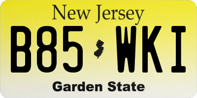 NJ license plate B85WKI