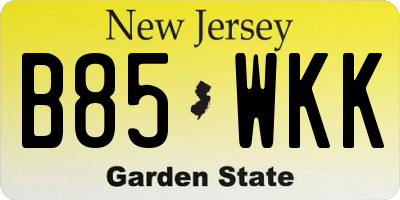 NJ license plate B85WKK