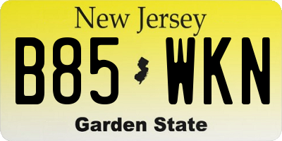 NJ license plate B85WKN