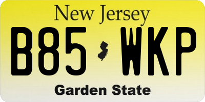 NJ license plate B85WKP