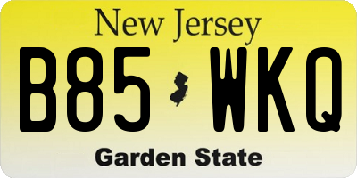 NJ license plate B85WKQ