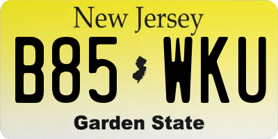 NJ license plate B85WKU