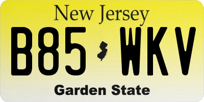 NJ license plate B85WKV