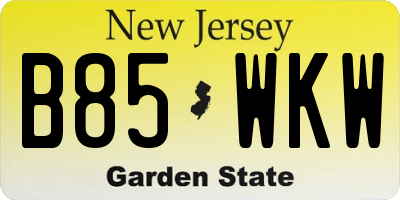 NJ license plate B85WKW