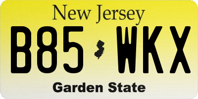 NJ license plate B85WKX