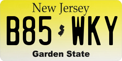 NJ license plate B85WKY