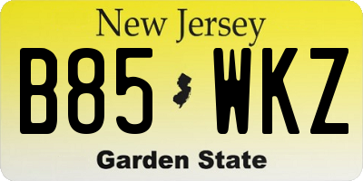 NJ license plate B85WKZ