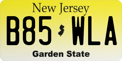 NJ license plate B85WLA