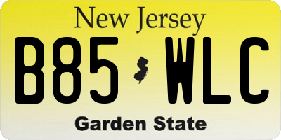 NJ license plate B85WLC