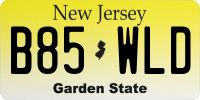 NJ license plate B85WLD