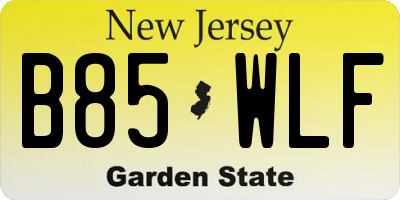 NJ license plate B85WLF