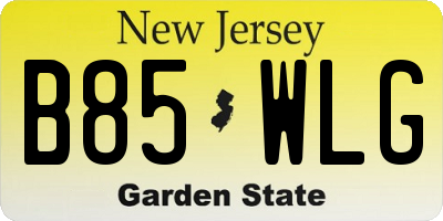 NJ license plate B85WLG