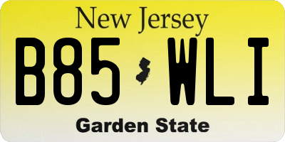 NJ license plate B85WLI