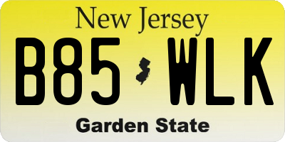 NJ license plate B85WLK