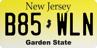 NJ license plate B85WLN