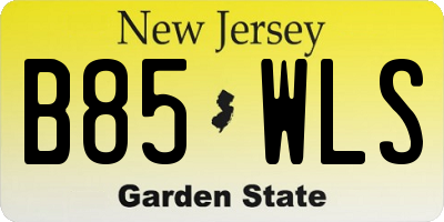 NJ license plate B85WLS