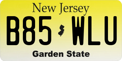 NJ license plate B85WLU